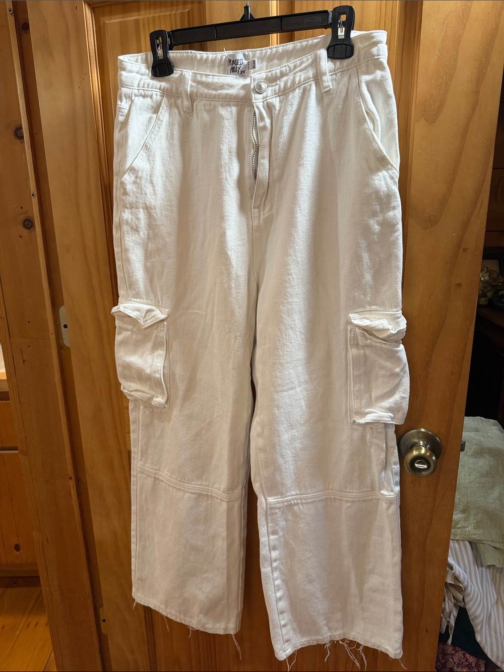 Polly Princess White Cargo Pants for Women- Relaxed Fit